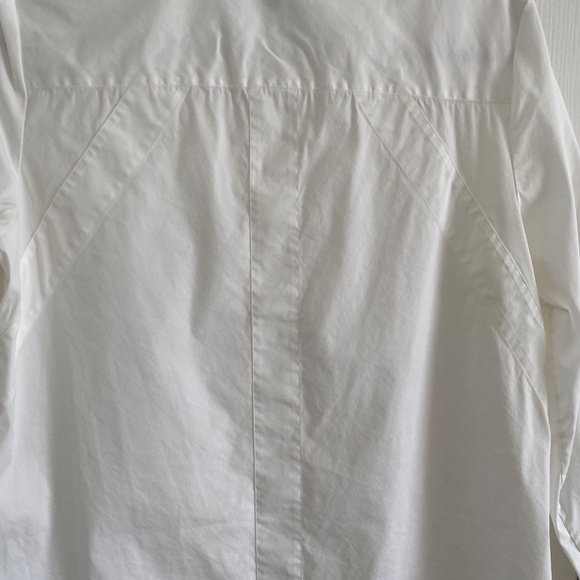 Lafayette 148 New York - White 3/4 Sleeve Button-Down Shirt Tunic Blouse - Picture 8 of 10